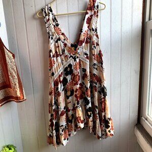 Intimately Free People Let it Happen Floral Slip Dress Brown Orange Crochet Med